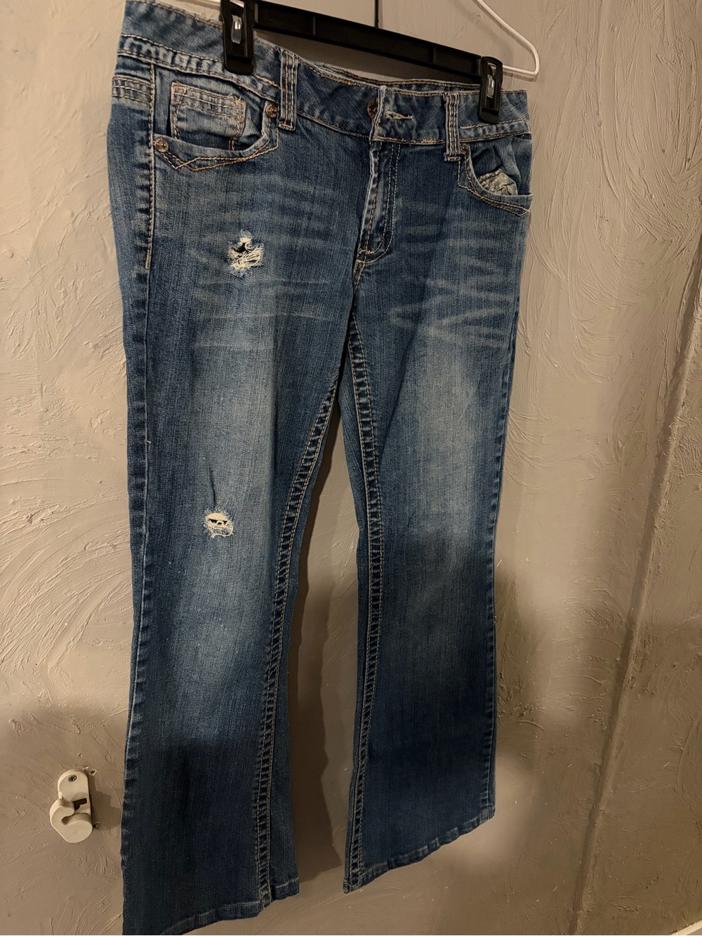 Amethyst Jeans Distressed Blue Flare Jeans